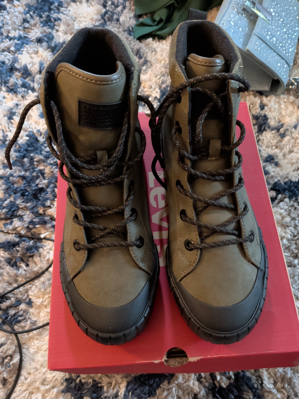 Levi's Olive Green Lace-Up High-Top Sneakers